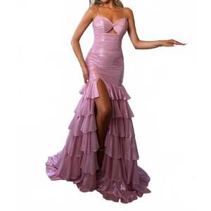 NEW RACHEL ALLAN fierce and fun ruched bodice prom dress in pink